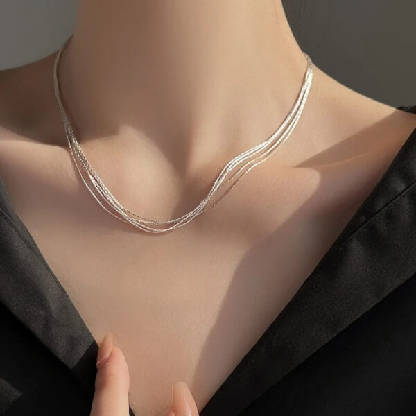 Sterling Silver Five Layer Exquisite Snake Chain Necklace