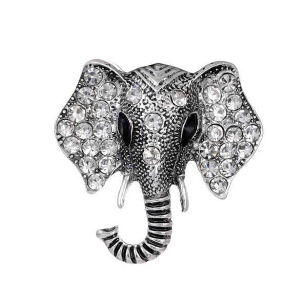 Vintage Rhinestone Animal Elephant Brooch Pin -silver