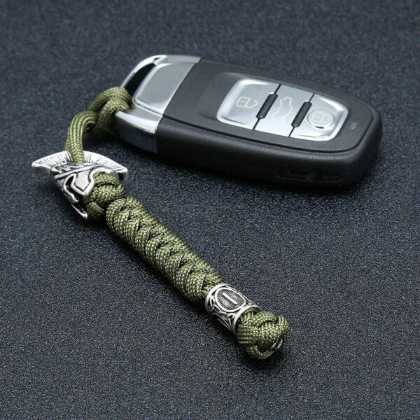 army_green Spartan Warrior Survival Paracord Rope Keychain