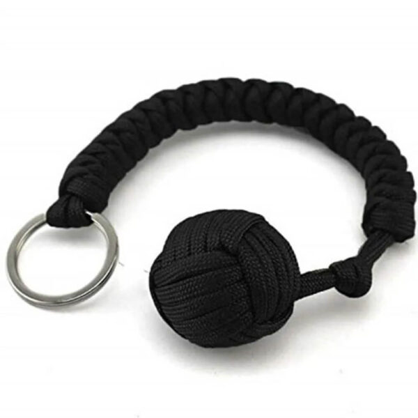 black Monkey Fist Ball Bearing Self-Defense Key Chain