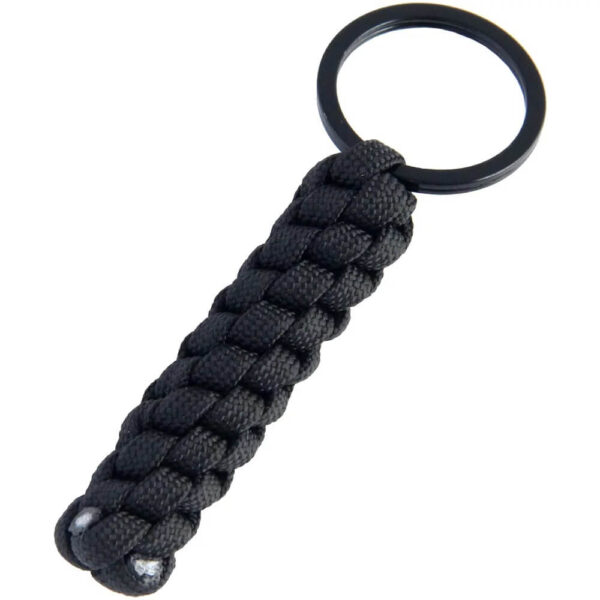 black Outdoor Tactical Braided Rope Paracord Keychain