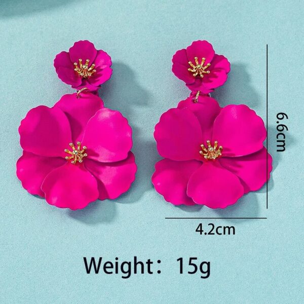 colorful camellia japonica flower drop earrings size