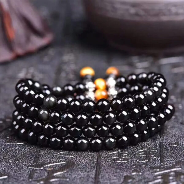 Black Obsidian Tiger Eye Buddha Stones Bracelet (1)