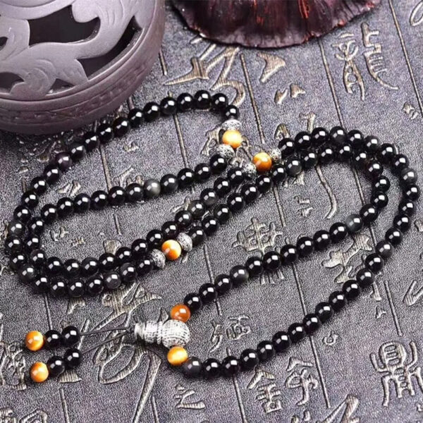 Black Obsidian Tiger Eye Buddha Stones Bracelet (2)