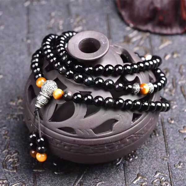 Black Obsidian Tiger Eye Buddha Stones Bracelet (3)