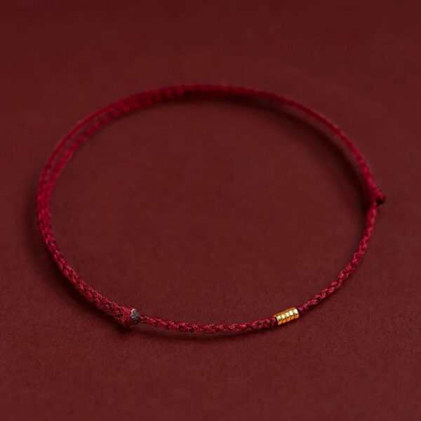 Dark red Golden Bead Braided String Rope Bracelet