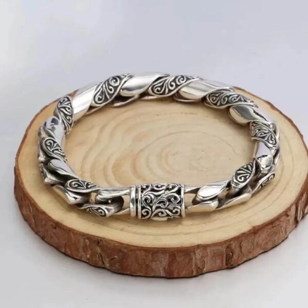 Engraved Sterling Silver Twisted Celtic Viking Bracelet