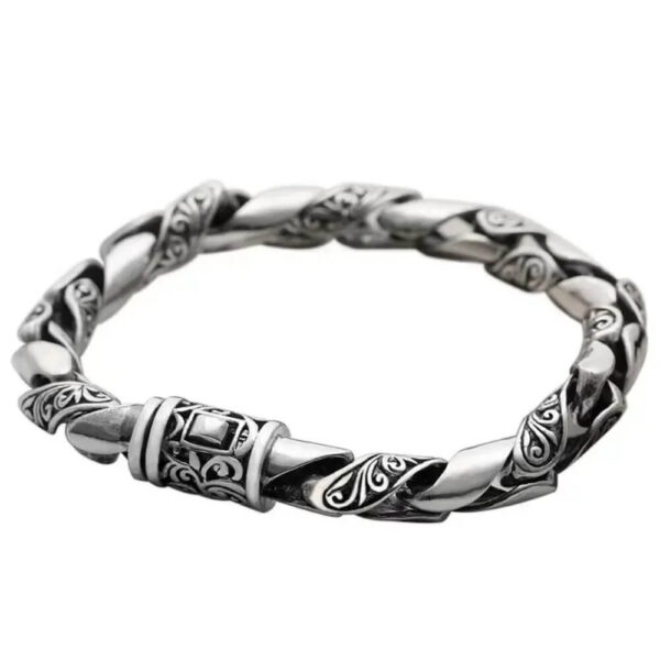 Hand Engraved Sterling Silver Twisted Celtic Viking Bracelet