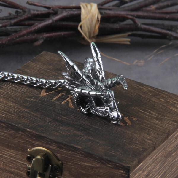Nidhogg Corpse Eater Dragon Skull Steel Necklace (2)