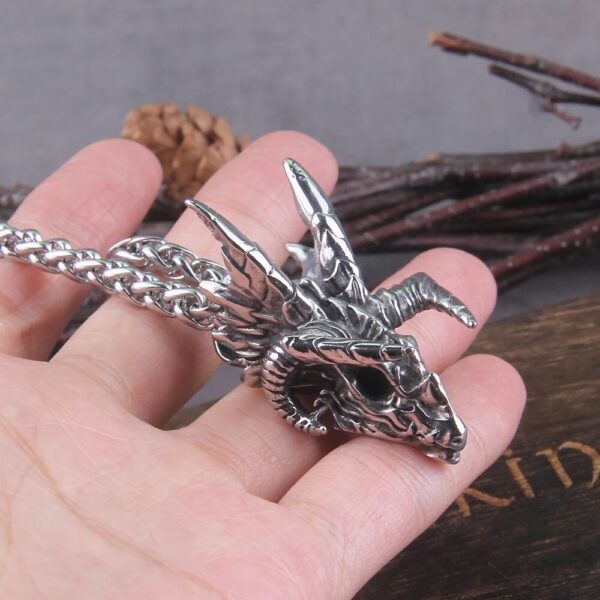 Nidhogg Corpse Eater Dragon Skull Steel Necklace (3)