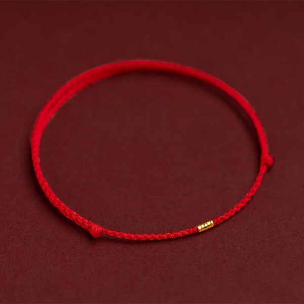 Red Buddha Stones Lucky Golden Bead Braided String Rope Bracelet