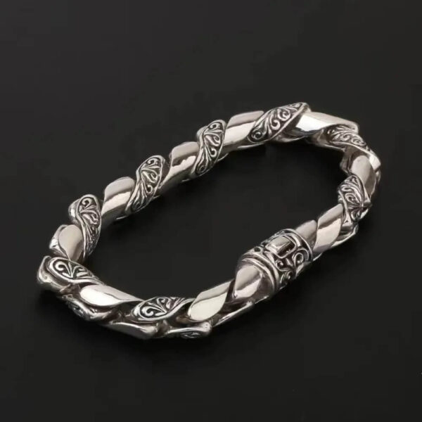 Sterling Silver engraved twisted men's bracelet (1)