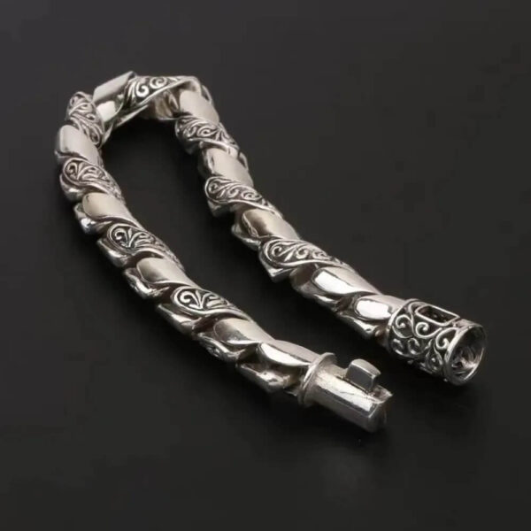 Sterling Silver engraved twisted men's bracelet (2)