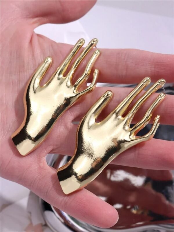 Gold Hand Touch Shaped Earrings