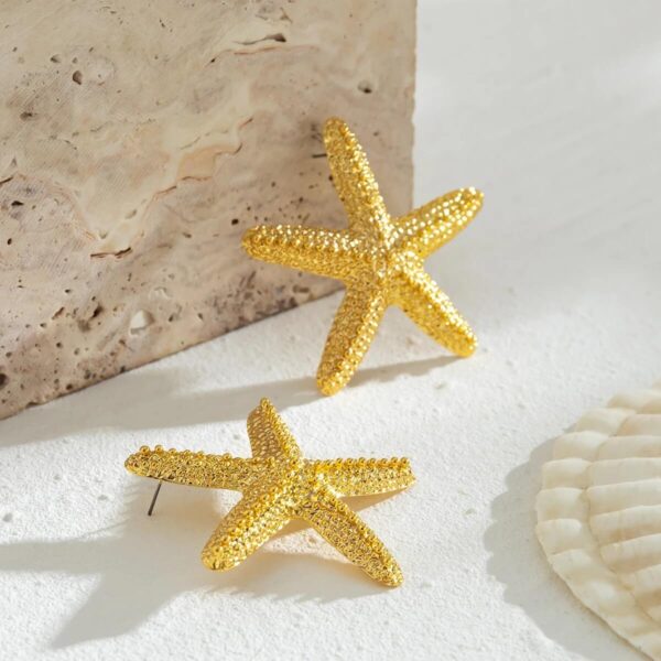 Large Beach Themed Starfish Shape Drop Earrings (1)