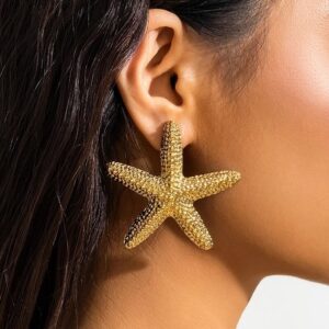 Large Beach Themed Starfish Shape Drop Earrings