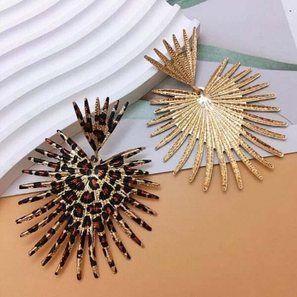 Leopard Print Sunburst Shaped Earrings (1)