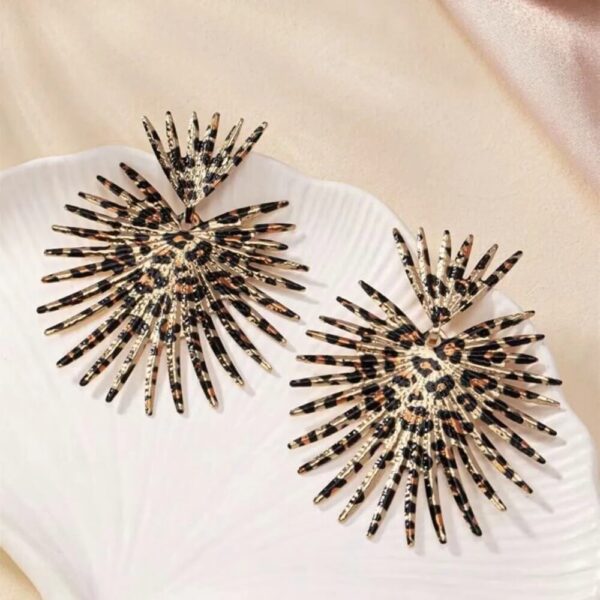 Leopard Print Sunburst Shaped Earrings (2)