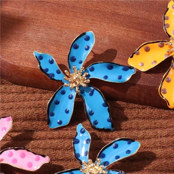 Polka Dot Flower Stud Earrings