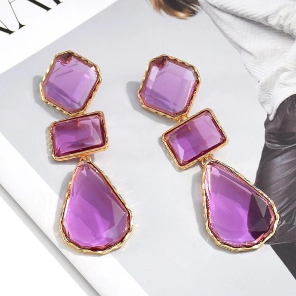 Purple Glass Majestic Large Drop Earrings