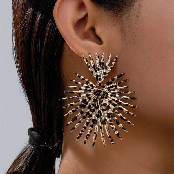 Radiant Leopard Print Sunburst Shaped Earrings