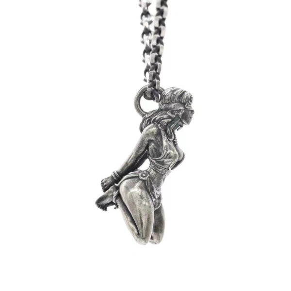 Silver Plated Greek Goddess Suffering Pendant Necklace (1)