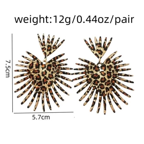 Size- Leopard Print Sunburst Shaped Earrings