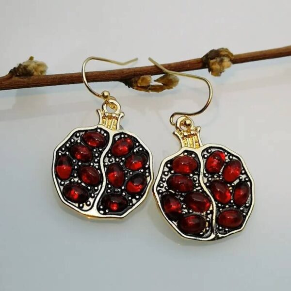 Red Garnet Pomegranate Drop Earrings (1)