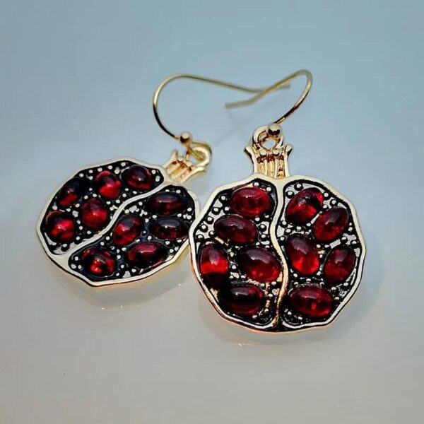 Red Garnet Pomegranate Drop Earrings (2)