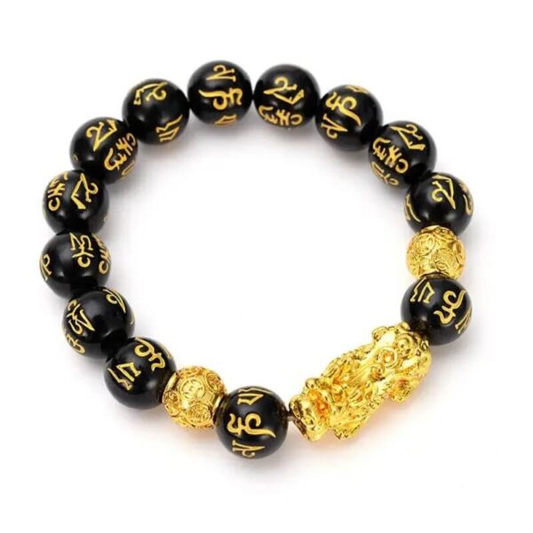 Buddha Stones FengShui PiXiu Obsidian Wealth Bracelet (1)