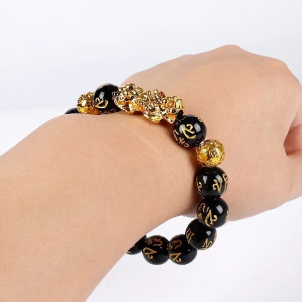 Buddha Stones FengShui PiXiu Obsidian Wealth Bracelet (2)