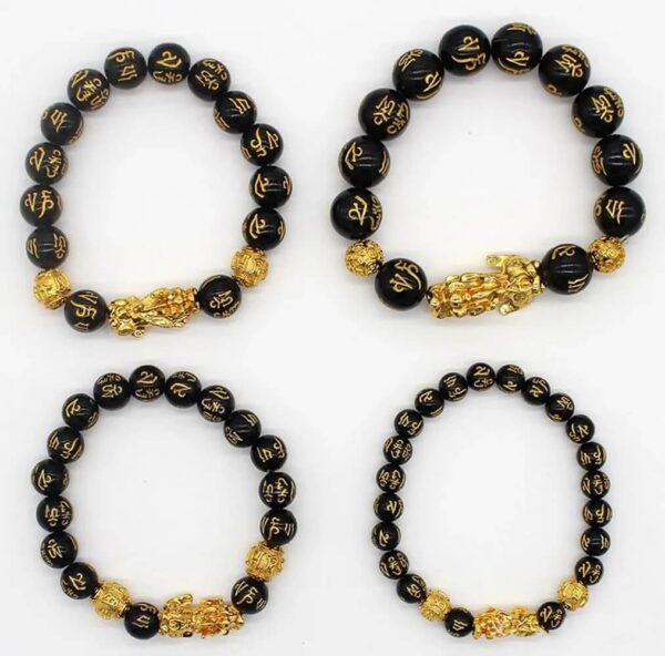 Buddha Stones FengShui PiXiu Obsidian Wealth Bracelet