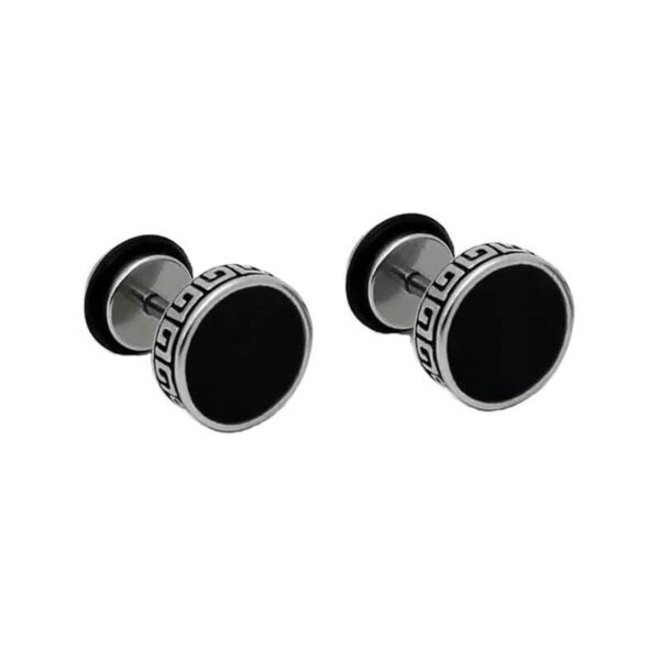 Cool Men Titanium Steel Balance Round Stud Earrings