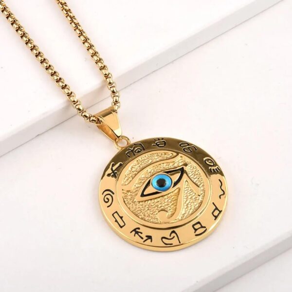 Gold Eye of Horus Protection Necklace Pendant