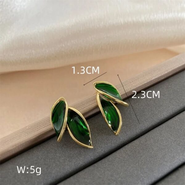 Green Leaf Stud Earrings Size info