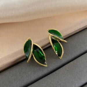 Lovely Sweet Green Leaf Stud Earrings