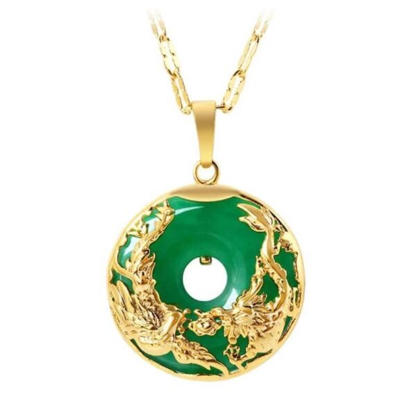 Natural Green Hetian Jade Prosperity Necklace