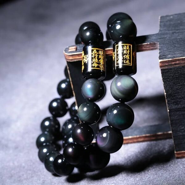 Positive Transformation Natural Beads Rainbow Obsidian Bracelet (1)