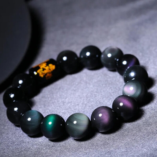 Positive Transformation Natural Beads Rainbow Obsidian Bracelet (2)