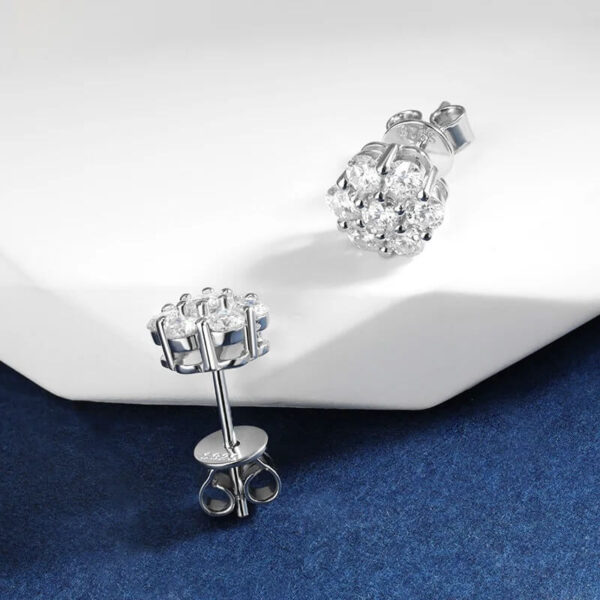 Sparkling Moissanite Flower Cluster Stud Earrings