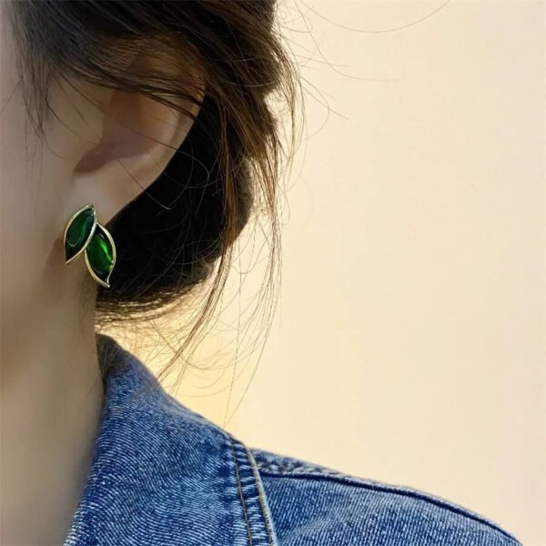 Sweet Green Leaf Stud Earrings