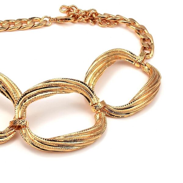 Gold Four Oval Link Chain Choker Set