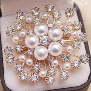 Luxurious Pearl Rhinestone Bridal Brooch for Weddings