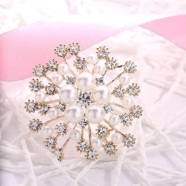 Luxurious Pearl Rhinestone Wedding Brooch