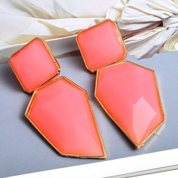 Pink Irregular Geometric Glass Drop Earrings