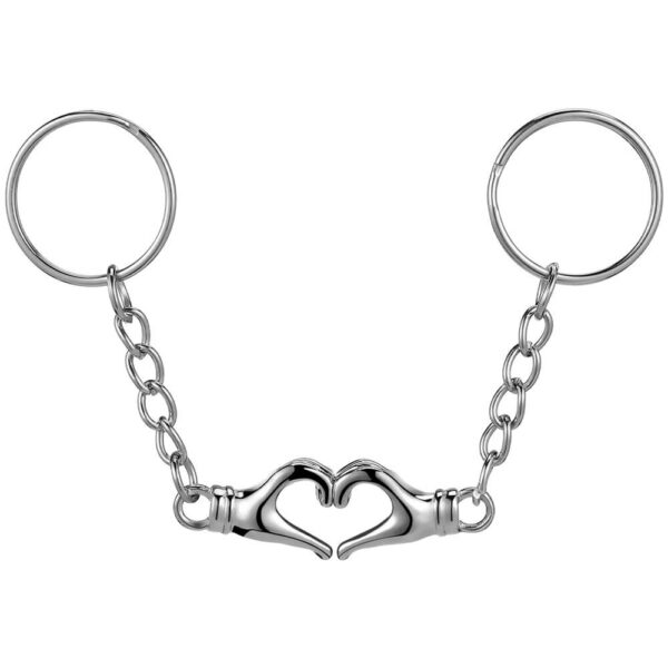 Silver Magnetic Palm Heart Keychain for Couples