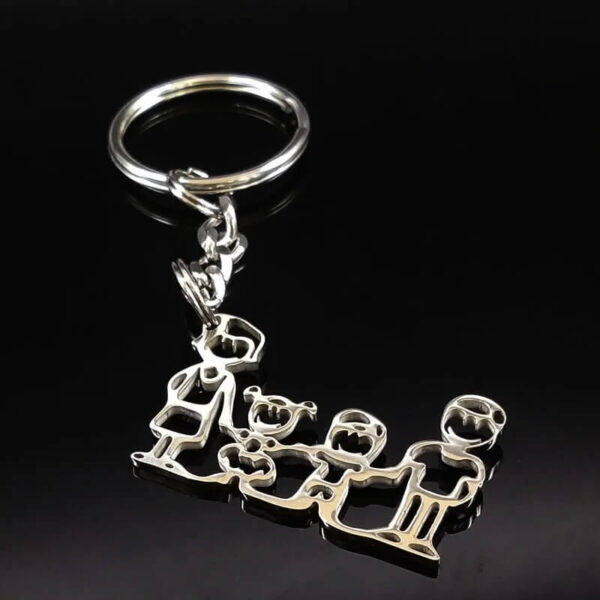 Stainless Steel Family Figure Keychain