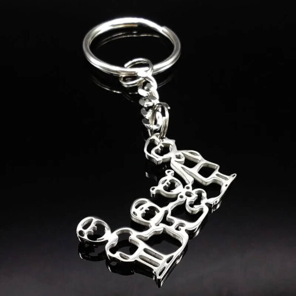 Stainless Steel Family Silhouette Key chain