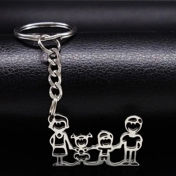 Stainless Steel Family Silhouette Keychain