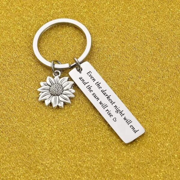 Sunflower Inspirational Quote Keychain